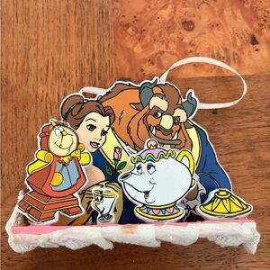 Vintage Rare Kurt Adler Disney Beauty And The Beast Wooden Ornament